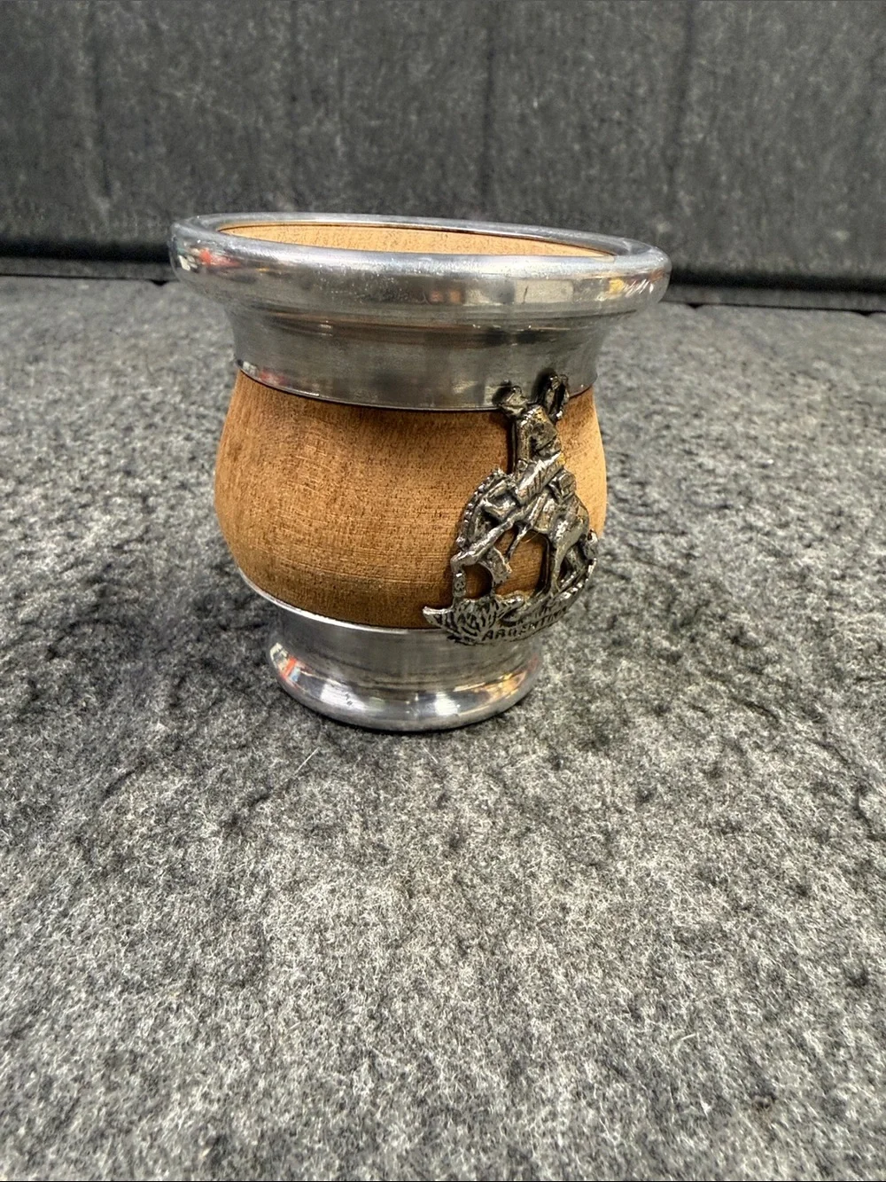 Argentina-Emblem Brown and Silver Mate Cup — Rustic Home Accent